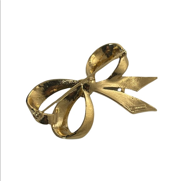 Vintage gold NINA RICCI bow brooch large - Picture 5 of 7